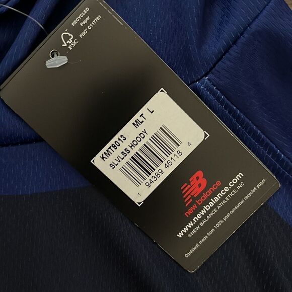 Mens New England Blue Chips Team New Balance Sleeveless Hooded hoodie sweatshirt - Picture 3 of 6